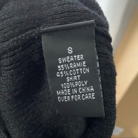 AGB Layered Black sweater polka dot satin top size small - Picture 9 of 10